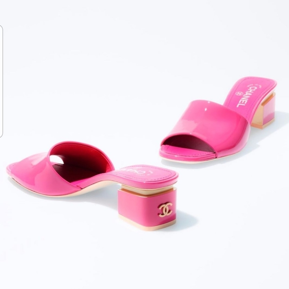 Chanel 22C Hot Pink Mules "Polly Pocket" Sandals 38.5
